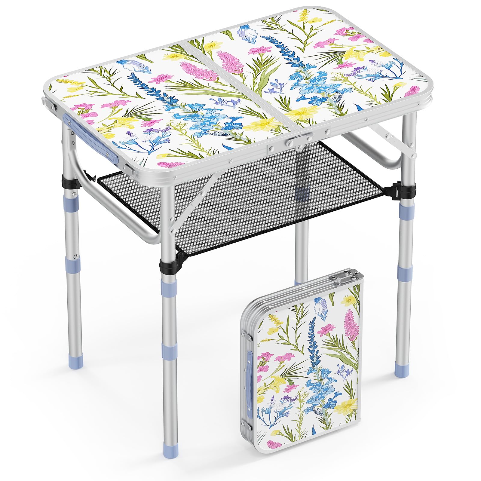 VINGLI small folding table opened for picnic with a stable 2ft surface.