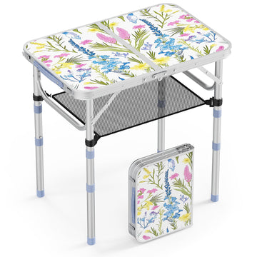 VINGLI small folding table opened for picnic with a stable 2ft surface.