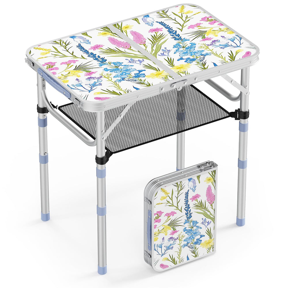 VINGLI small folding table opened for picnic with a stable 2ft surface.