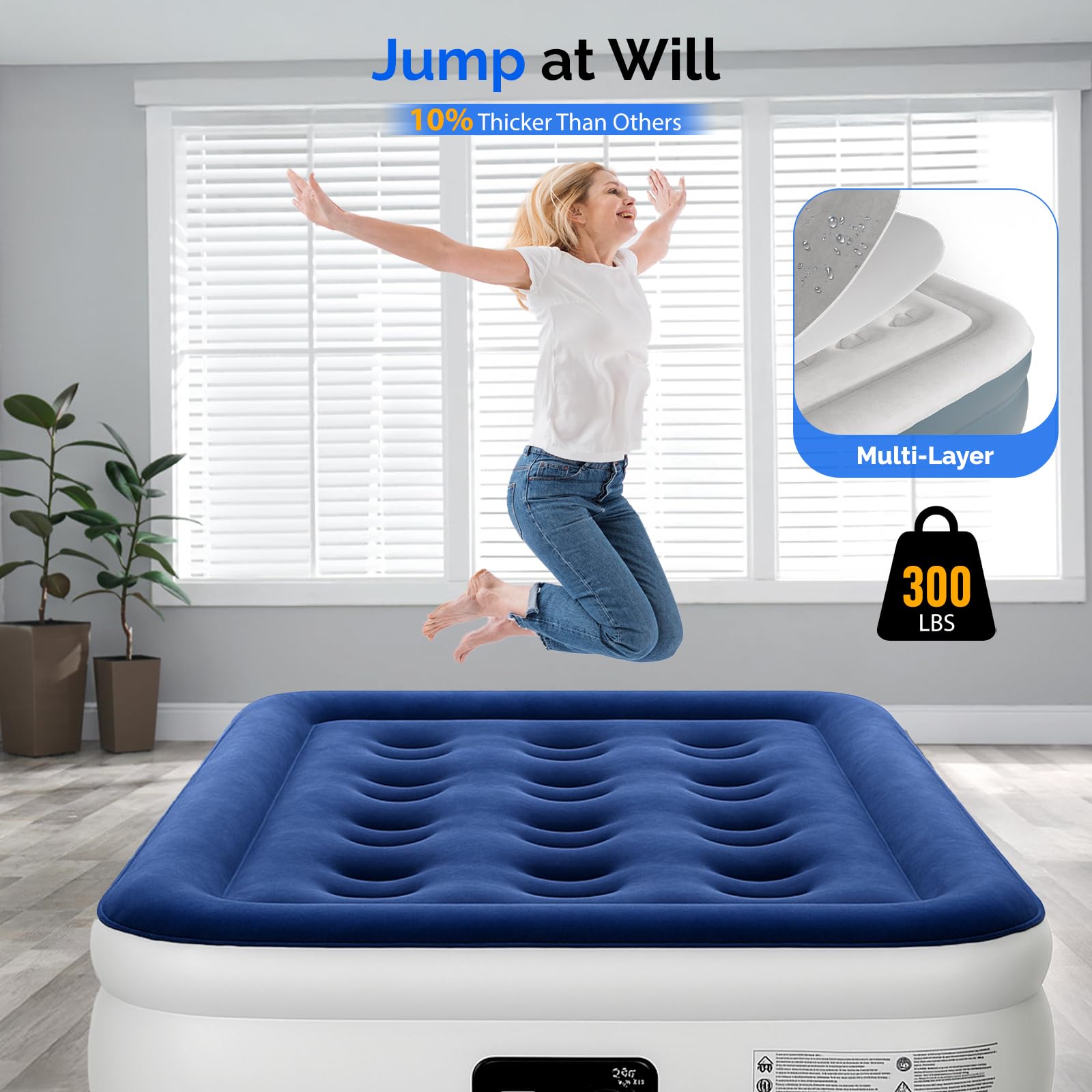VINGLI air mattress 0.6mm PVC construction for durability