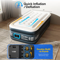 VINGLI twin air mattress showing dual chambers for even inflation