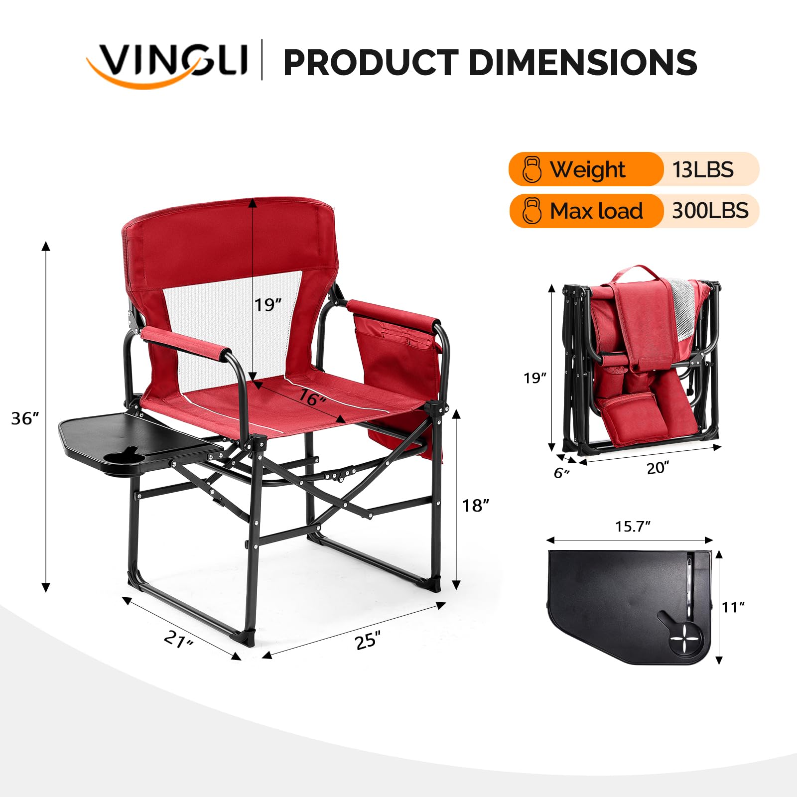 VINGLI wide 21x25 seat provides comfortable, roomy seating.