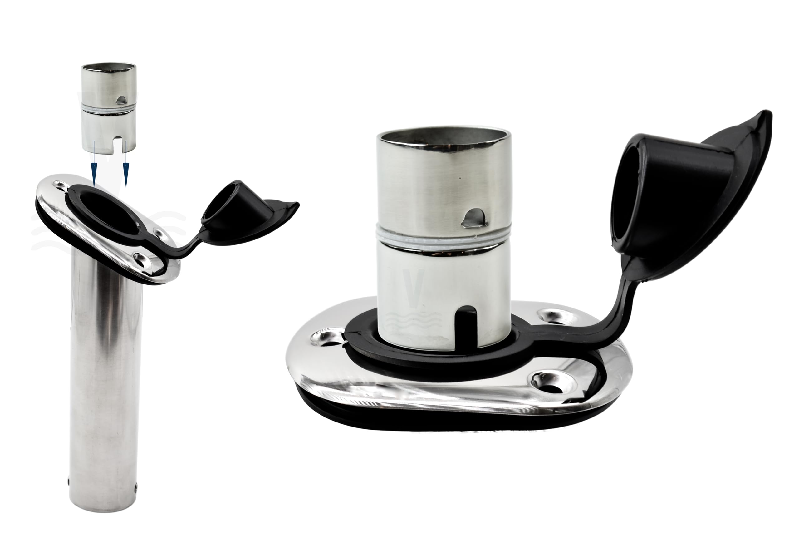 Ideal for flush-mount or gunnel rod holders aboard boats