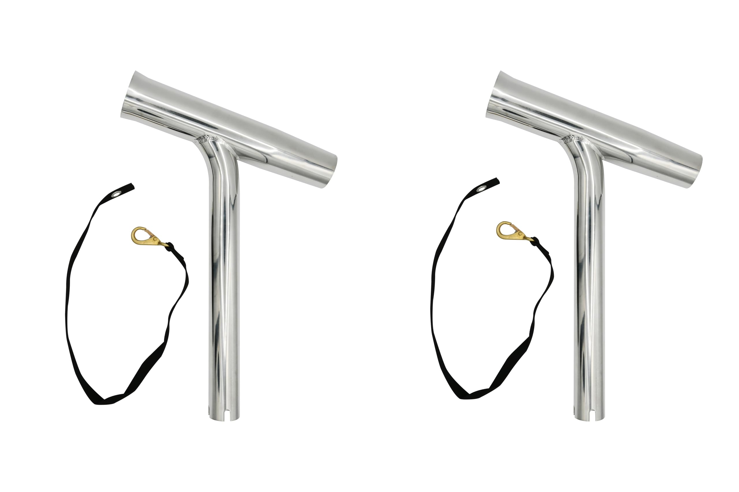Vinland Marine curved outrigger rod holder side view; rust-resistant stainless steel durability.