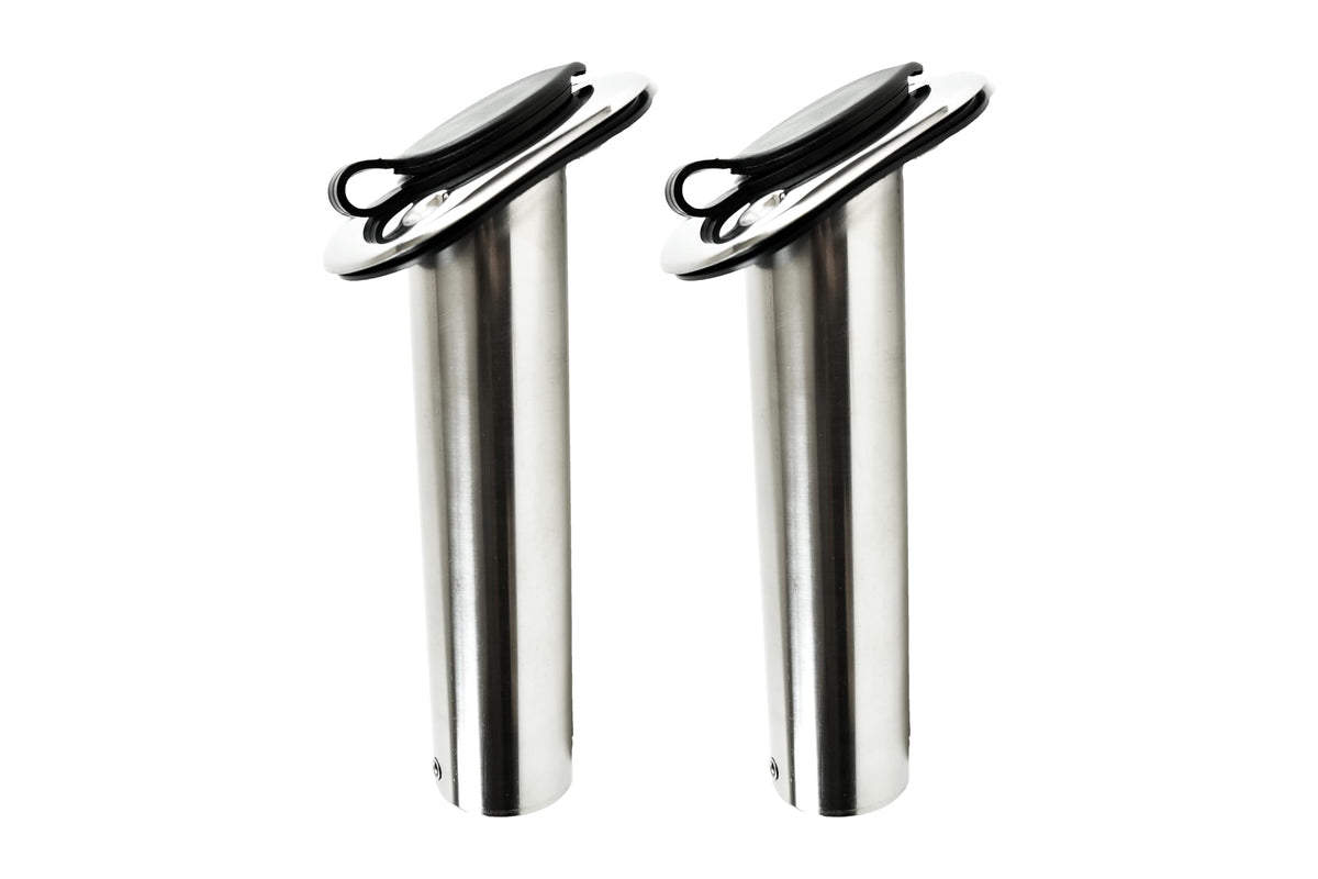 Vinland Marine flush-mount rod holder at 15-degree angle for flexible rod positioning.