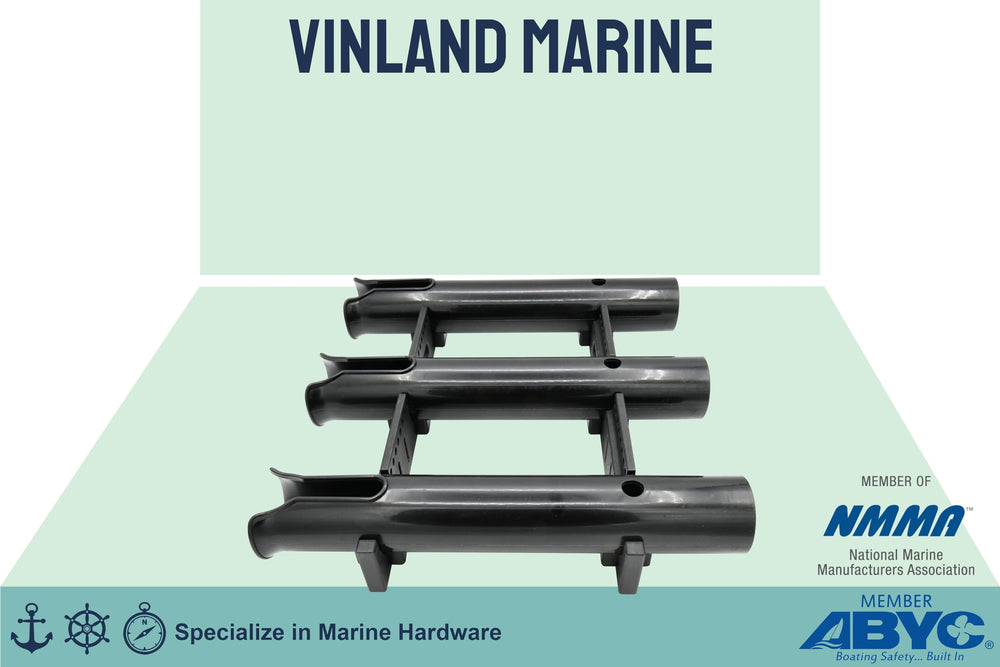 Vinland Marine vertical rod holder keeps rods upright and organized on a boat.