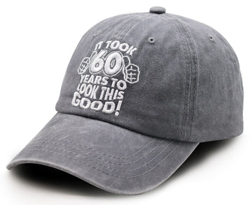 Unisex gray washed cotton cap displayed on model