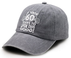 Unisex gray washed cotton cap displayed on model
