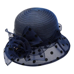 Vintage cloche hat navy inner lining adds warmth and comfort.