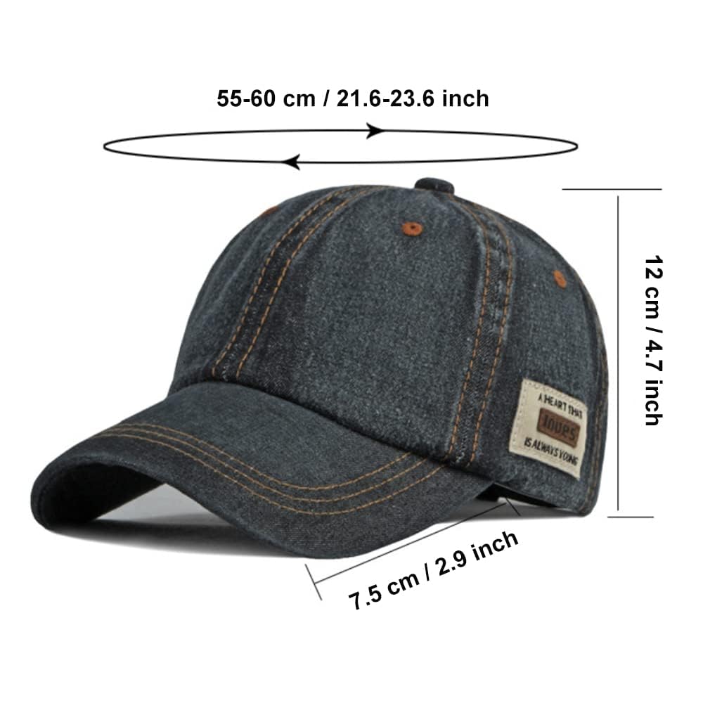 Vintage Distressed Jean Hat back view featuring buckle closure and classic denim look.