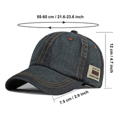 Vintage Distressed Jean Hat back view featuring buckle closure and classic denim look.
