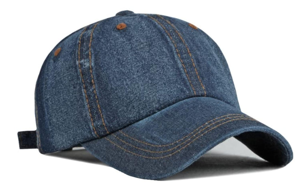 Vintage Distressed Jean Hat front view with light acid wash for casual daily wear.