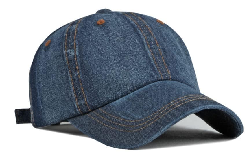Vintage Distressed Jean Hat side view showing universal fit with adjustable clip.