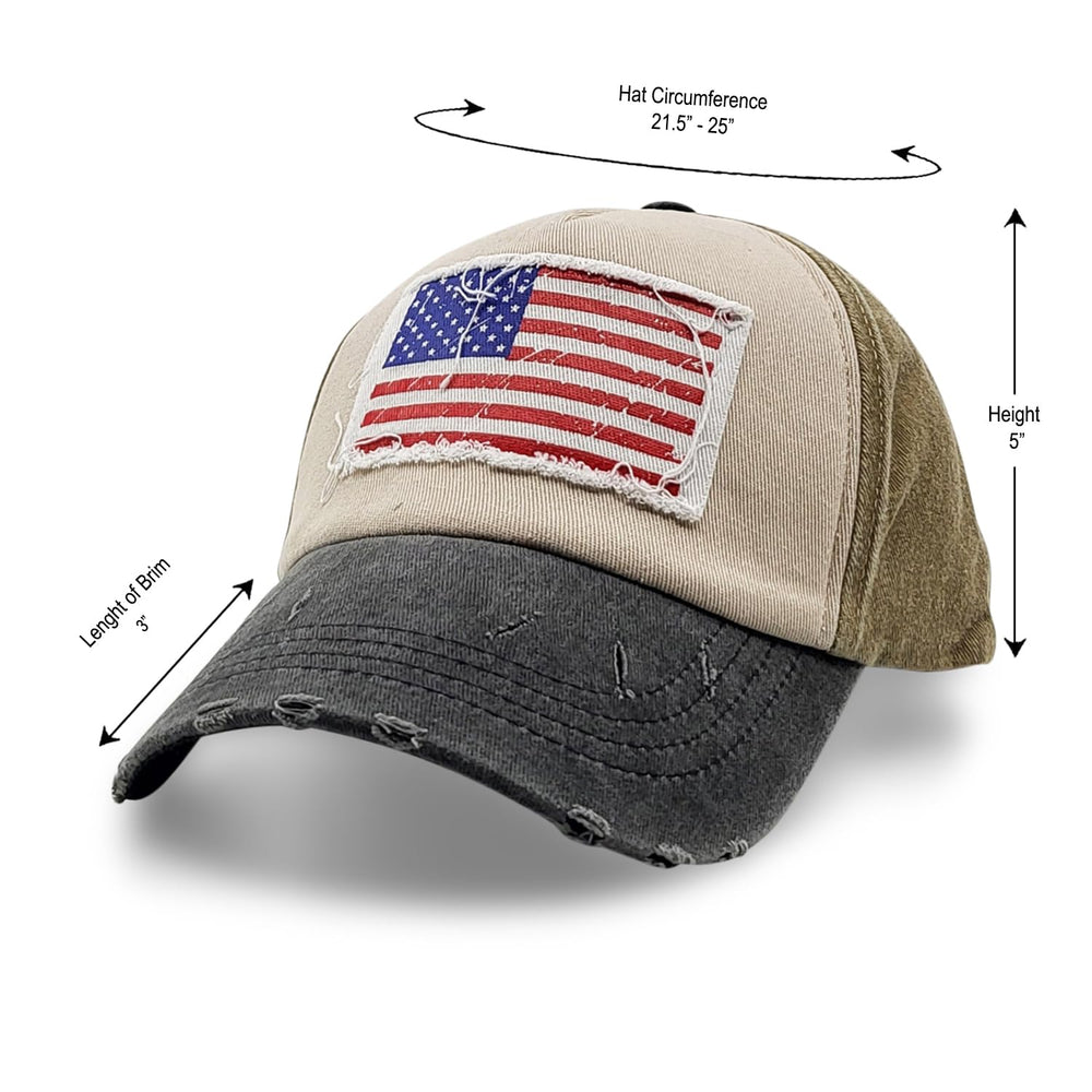 Cap worn by model showcasing patriotic casual style