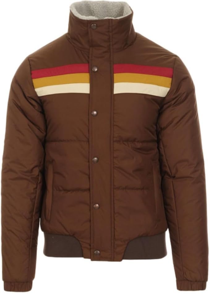 VINTEDGE by XAINAL puffer with striped chest design keeps you stylish during chilly outdoor runs.