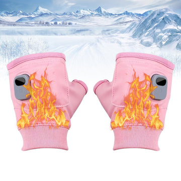 Viohead pink heated fingerless gloves showing cordless warmth for outdoor use