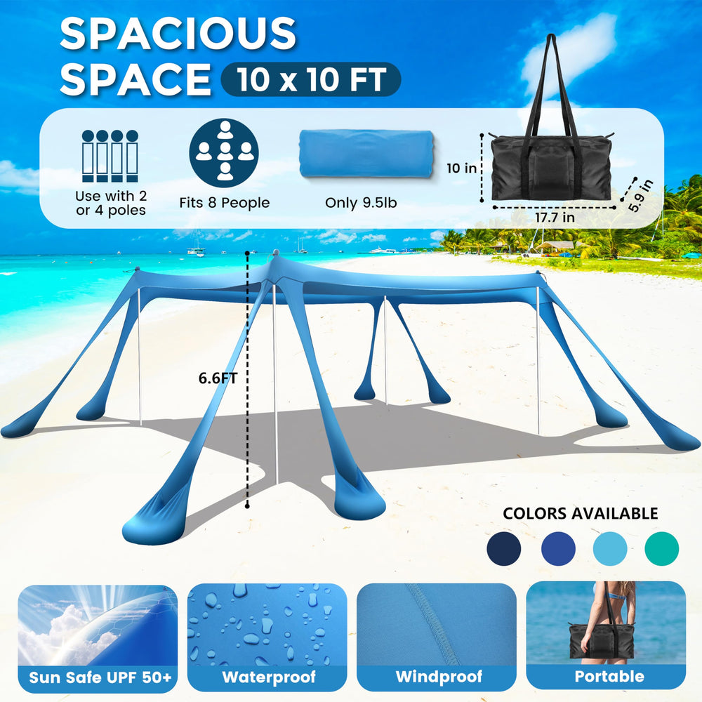 VIONMI pop-up shade in action blocks sun while you relax on the sand.