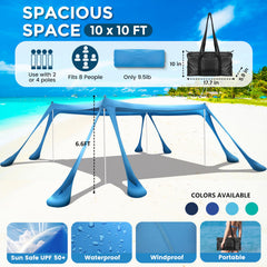 VIONMI pop-up shade in action blocks sun while you relax on the sand.