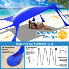 VIONMI beach-sandbags-poles image highlights stable setup with sandbags and aluminum poles