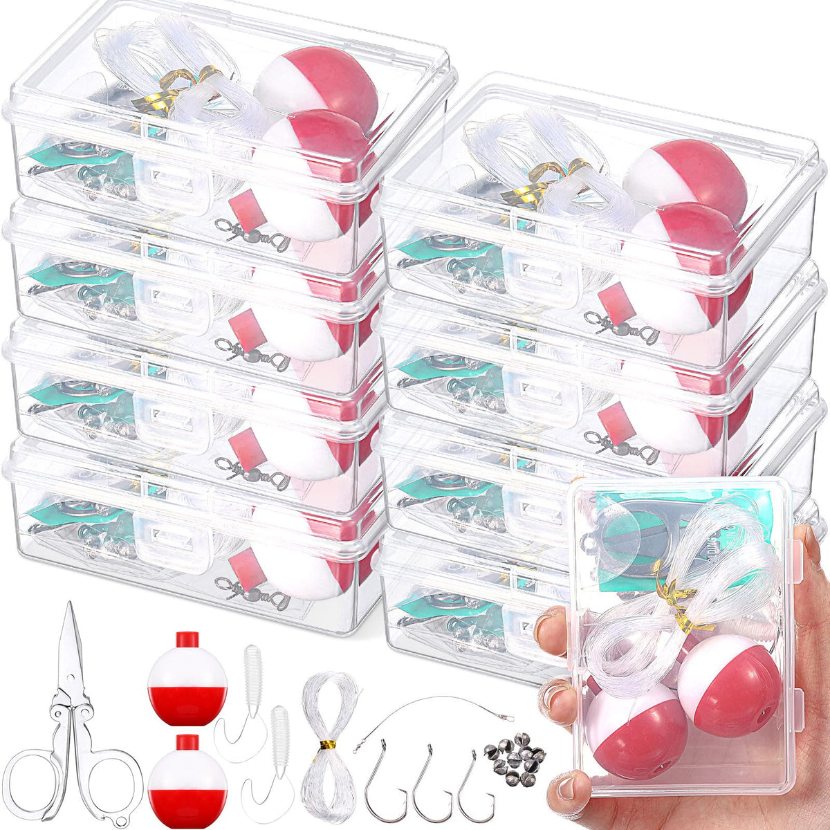 VioraWhite compact mini fishing kit with transparent storage box