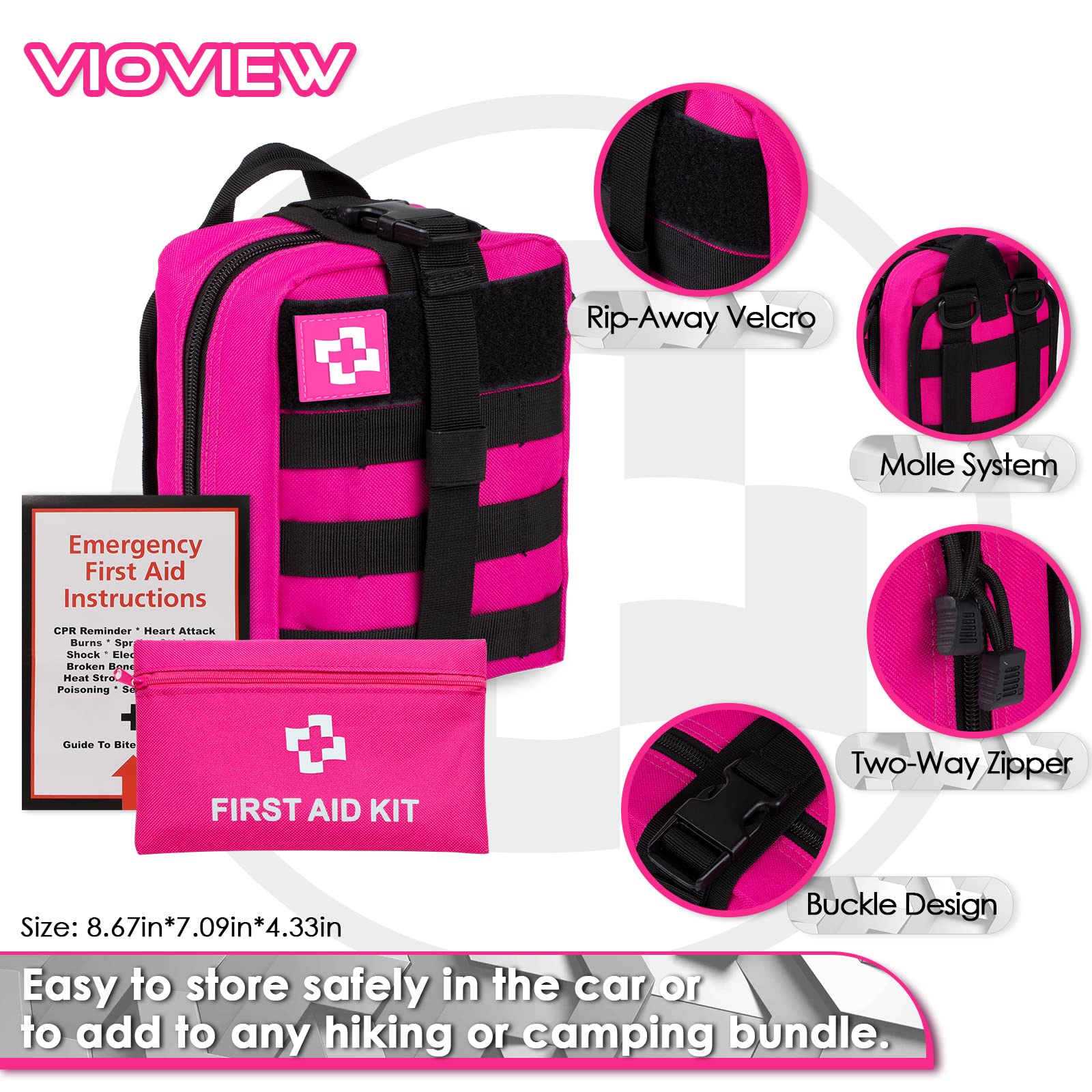 Vioview emergency kit knife shown in compact fold, ideal for wilderness emergencies.