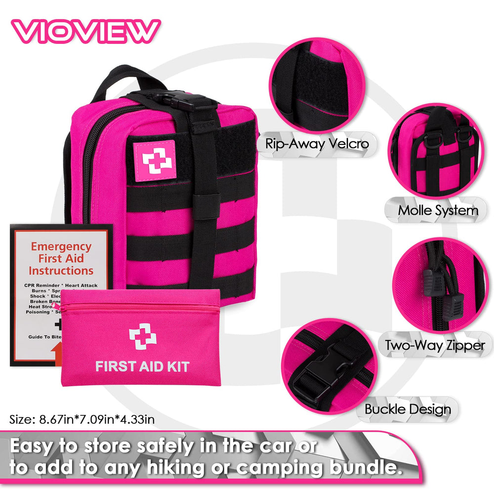 Vioview emergency kit knife shown in compact fold, ideal for wilderness emergencies.
