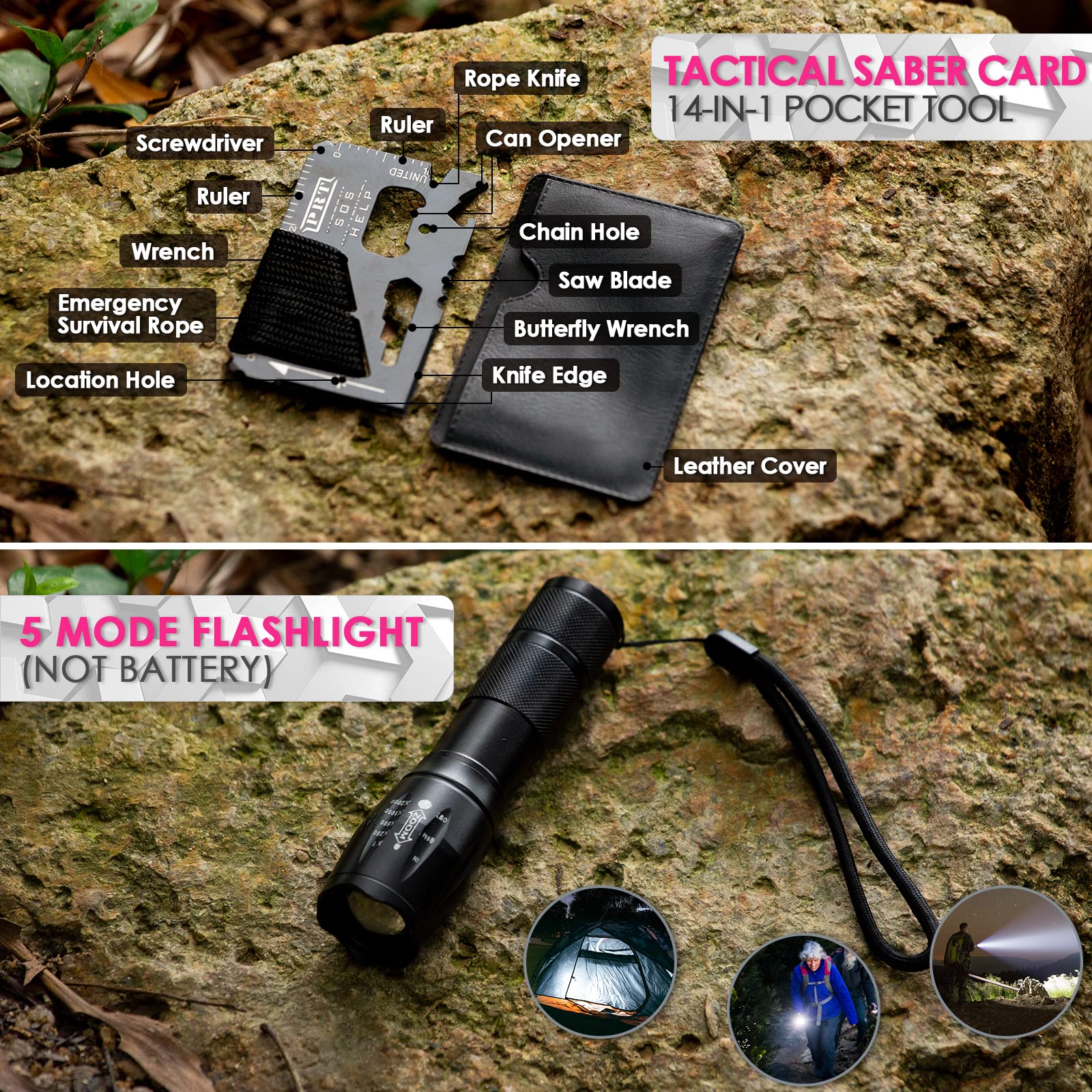 Vioview emergency saber card image highlights versatile tool for cutting or prying tasks.