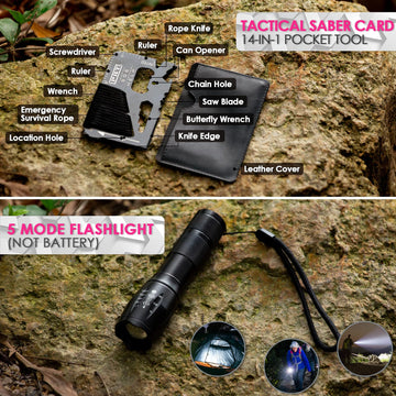 Vioview emergency saber card image highlights versatile tool for cutting or prying tasks.