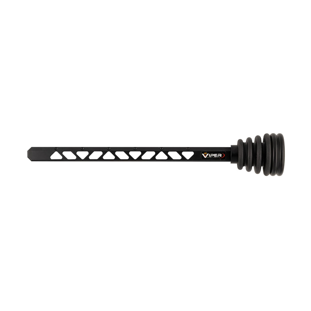 VIPER Archery dovetail riser stabilizer mounted for improved balance and stability