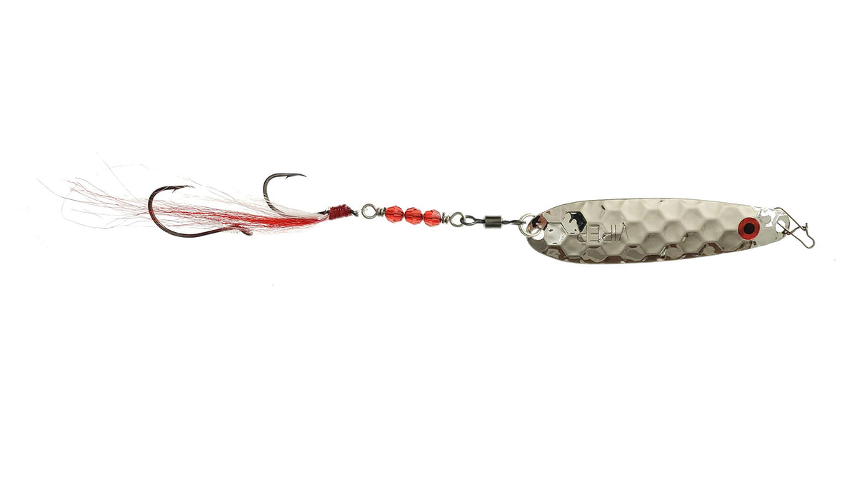 Viper Spoon SP1 silver Buck Tail lure - front view
