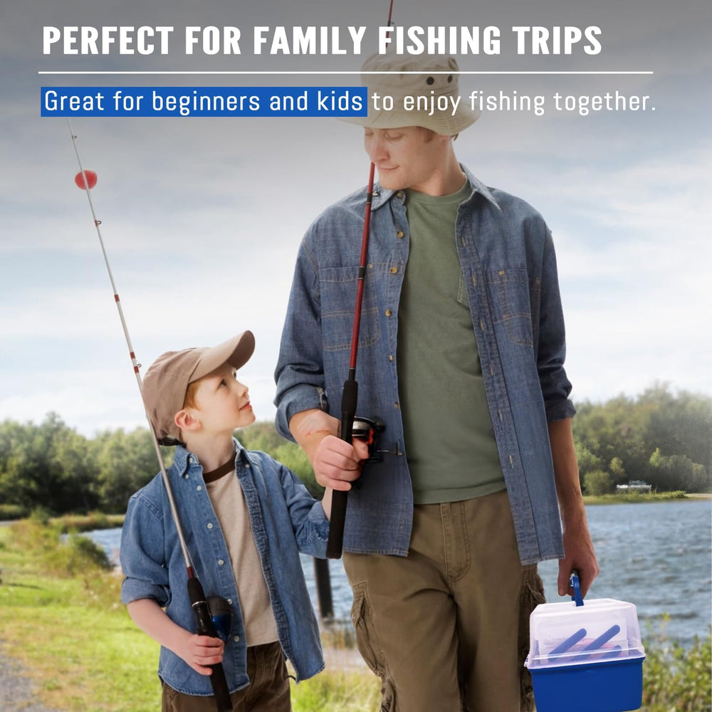 Inside view of 3-layer tackle box with 448-piece fishing kit