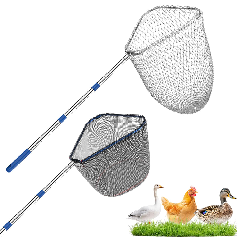 Viscogrip chicken catching net set with gray net and detachable stainless steel pole