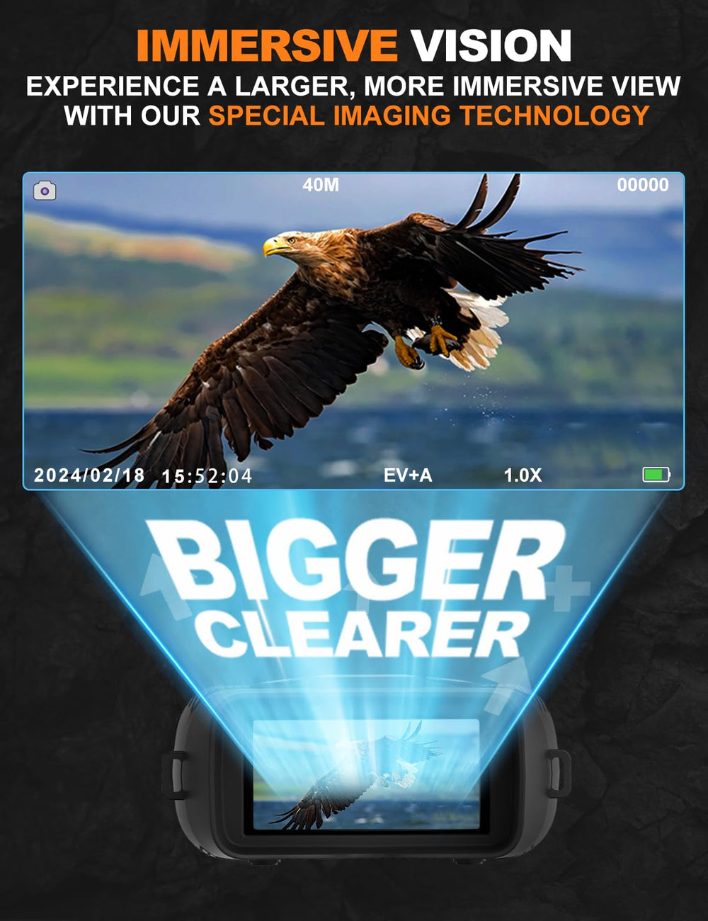 VisioGear Eagle 4K night vision binoculars with dual modes for versatile day and night use.