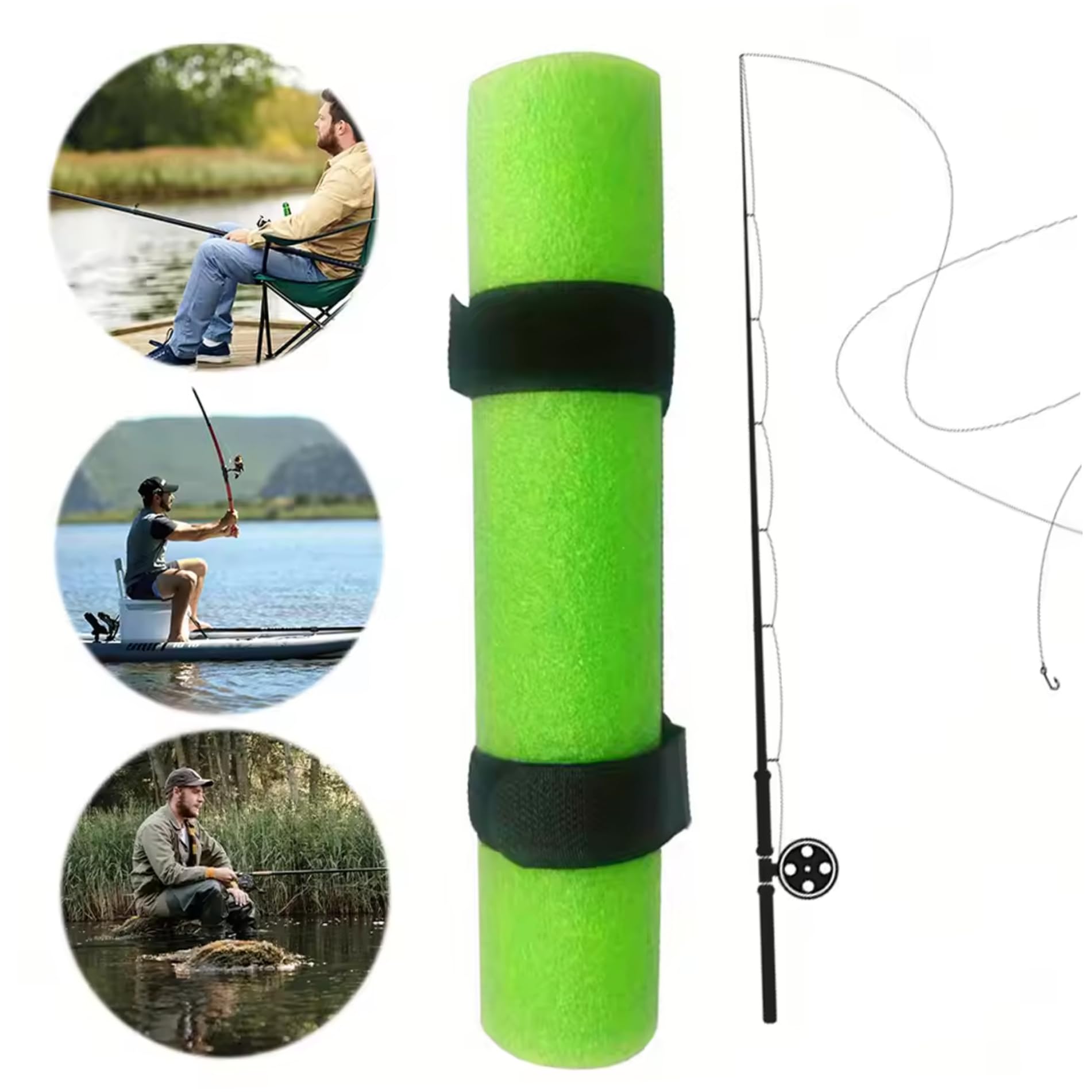 Vistnale fishing rod floats orange on kayak indicates flexible compatibility with various setups