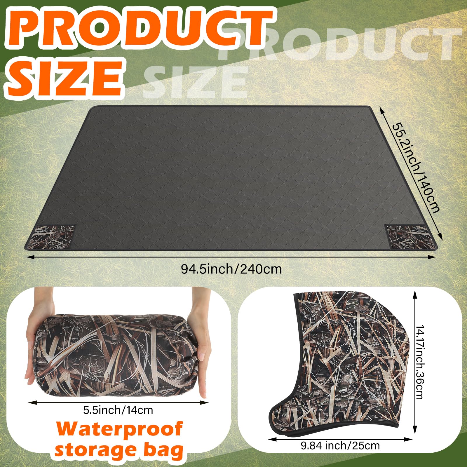 VitalCozy waterproof camo blanket showing side pockets for hands and gear.