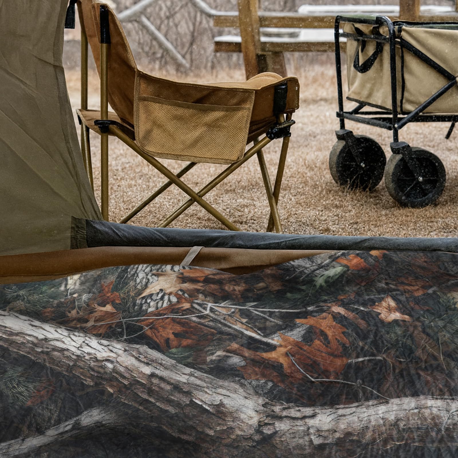 VitalCozy Woobie Blanket with hood detached for wind-ready versatility.