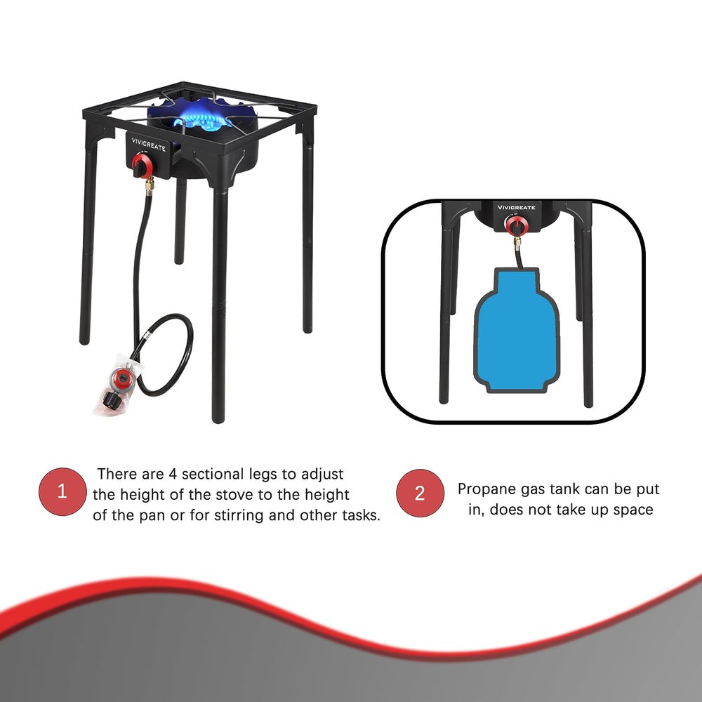 Vivicreate open-frame space-saving design with tank underneath the burner