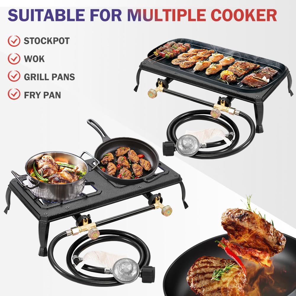 Vivicreate cast iron grates provide stable cooking surface during outdoor meals.