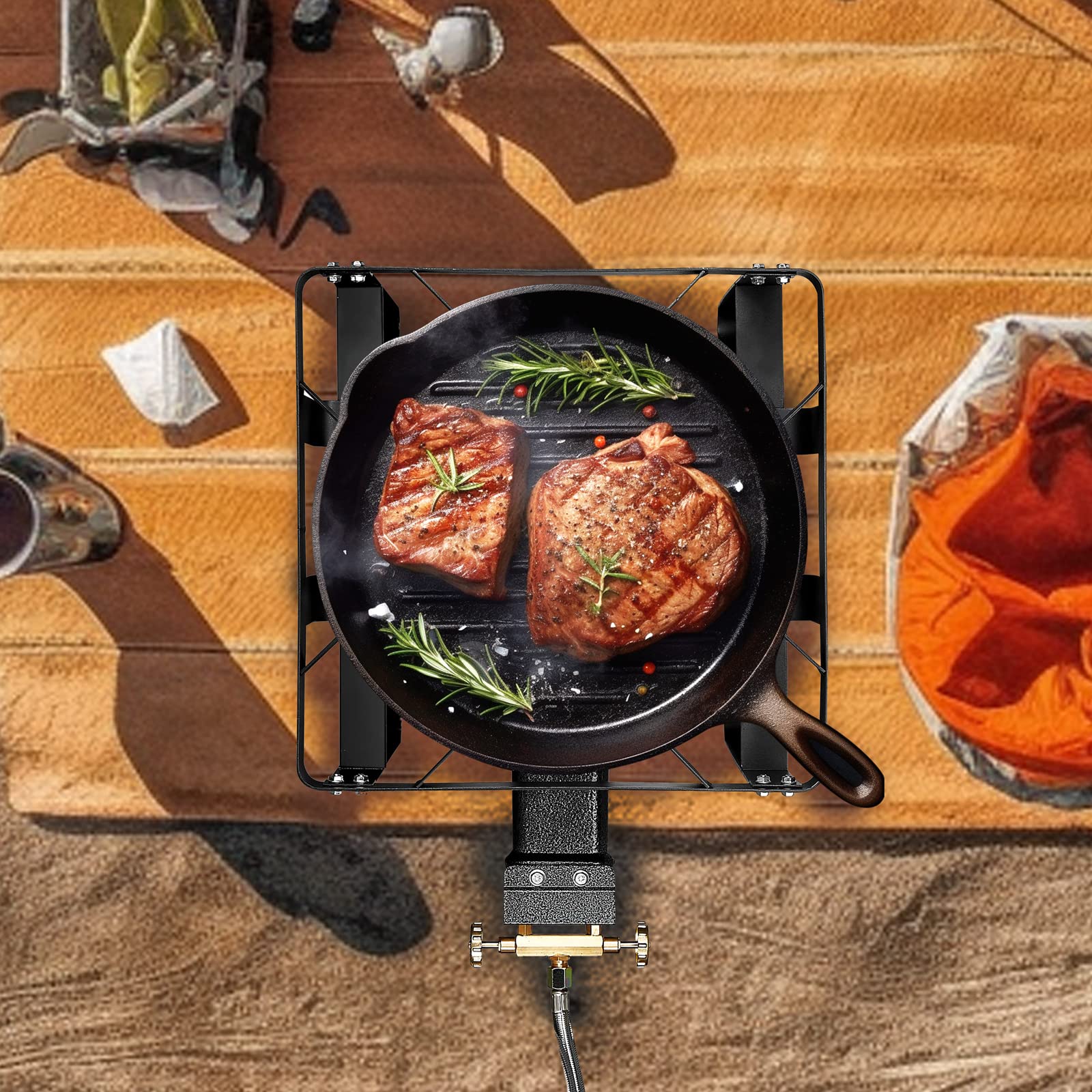 Vivicreate outdoor stove in action at a party illustrating versatility.