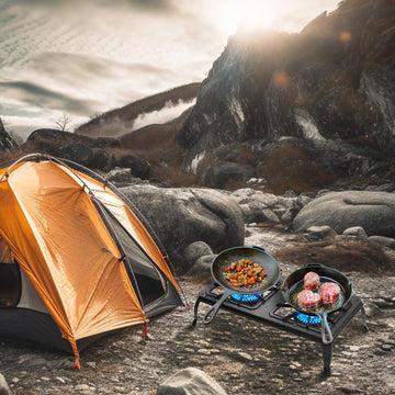 Vivicreate propane stove dual burners delivers high heat for large batches.