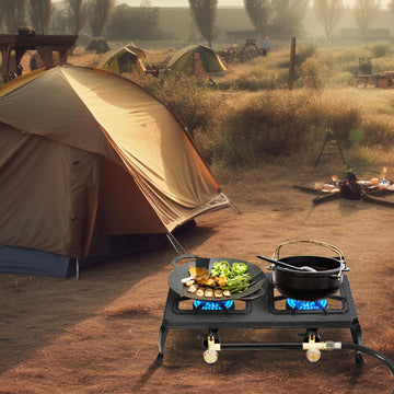 Vivicreate stove with removable frame for easy packing and reassembly.