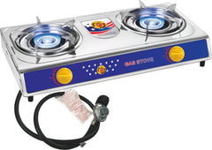 Vivicreate two-burner propane stove assembled for efficient outdoor cooking