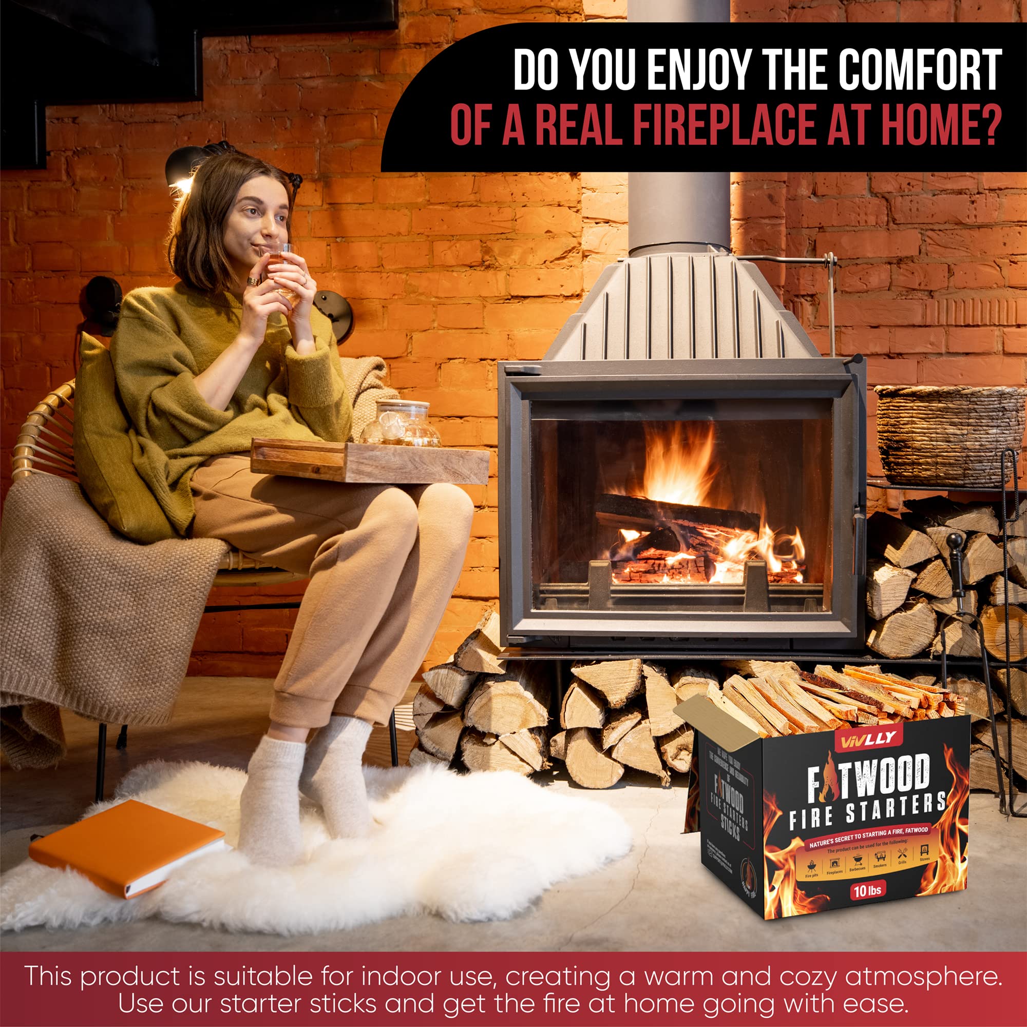 Vivlly fatwood fire-starter-sticks-resin-rich-ignition delivers quick light with natural resin.