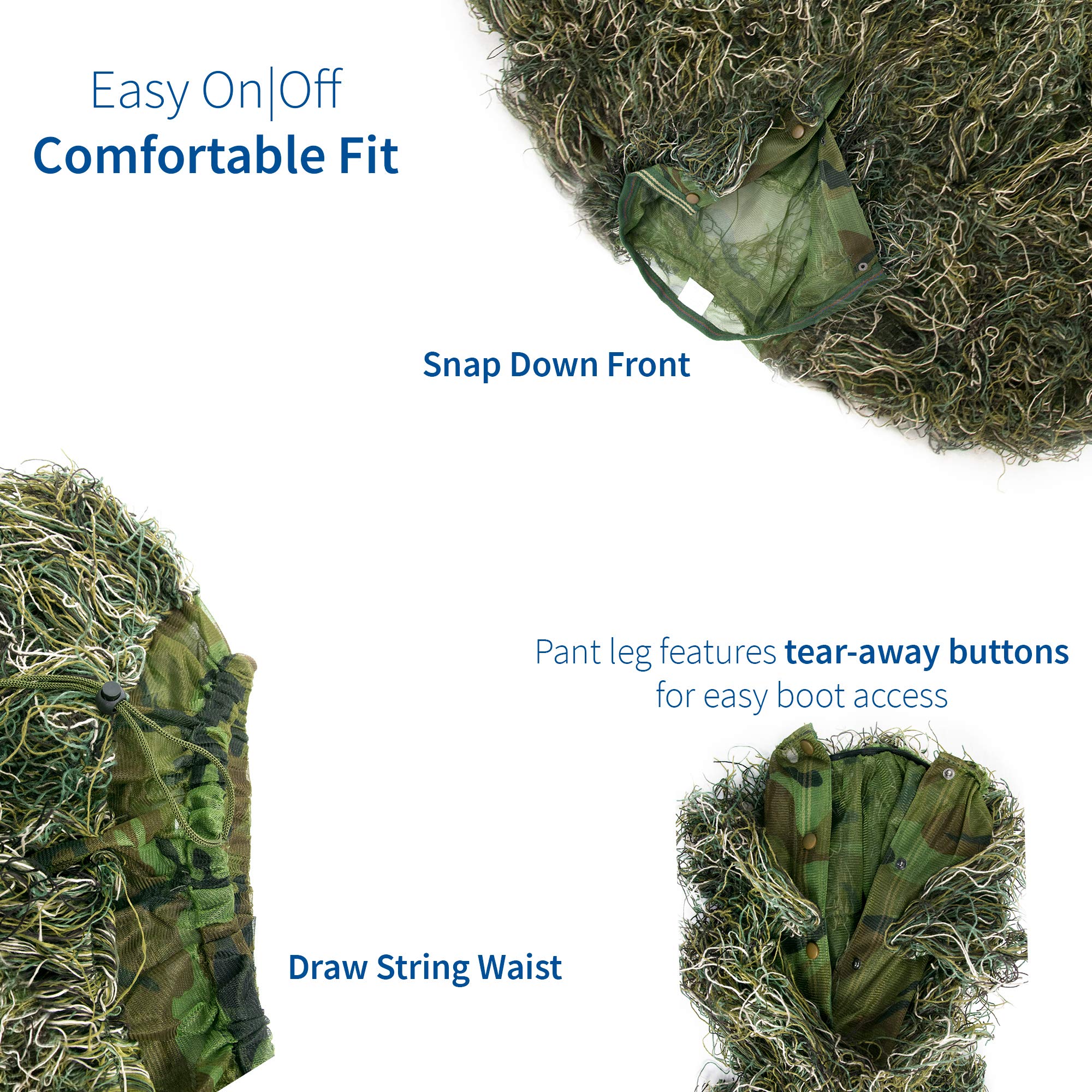VIVO Ghillie Suit M/L 4ft cover adds secure concealment and fit