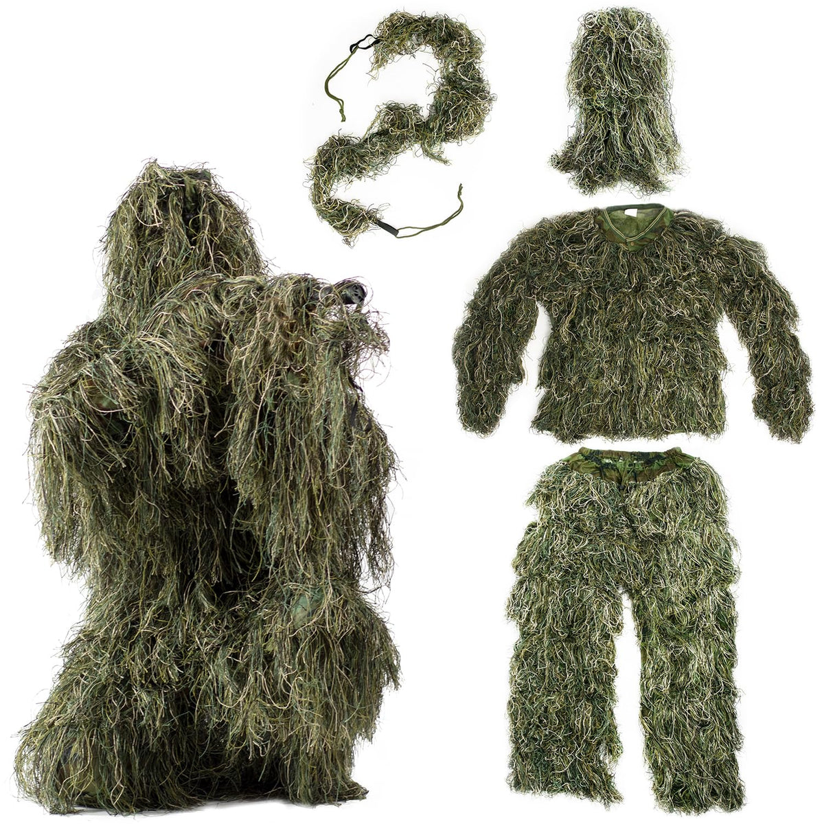 VIVO Ghillie Suit M/L hood for natural woodland concealment