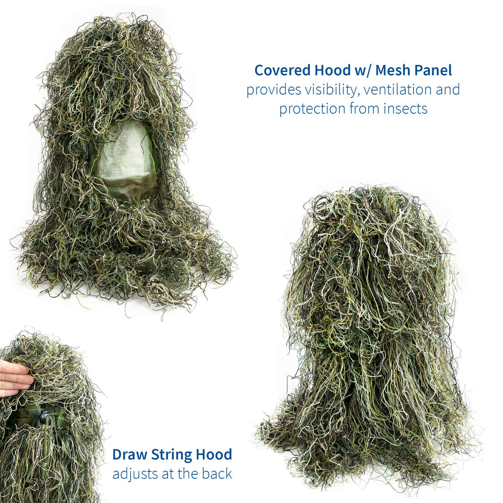 VIVO Ghillie Suit in woodland setting demonstrates stealth camouflage