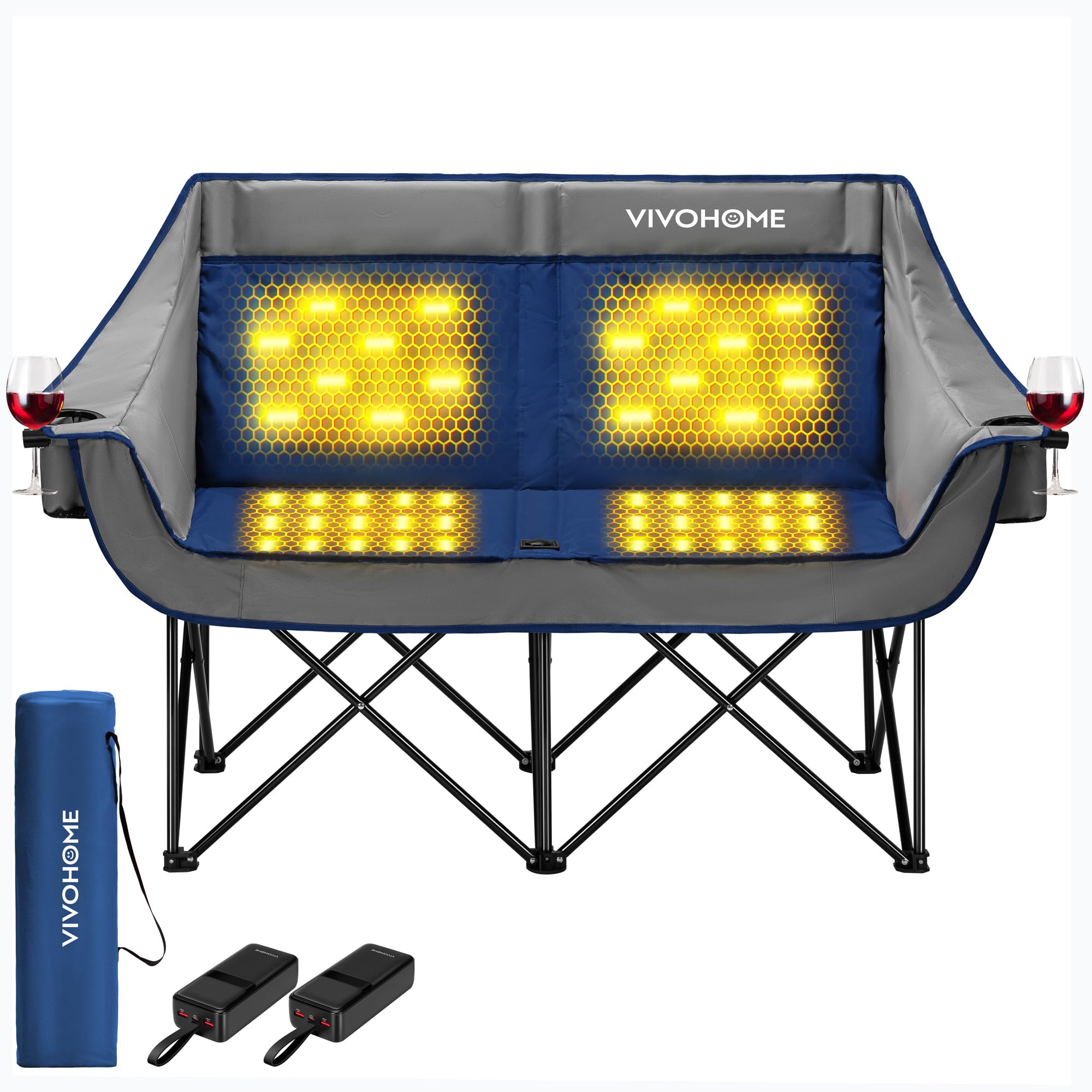 VIVOHOME 45W heated back pad provides rapid warmth outdoors.