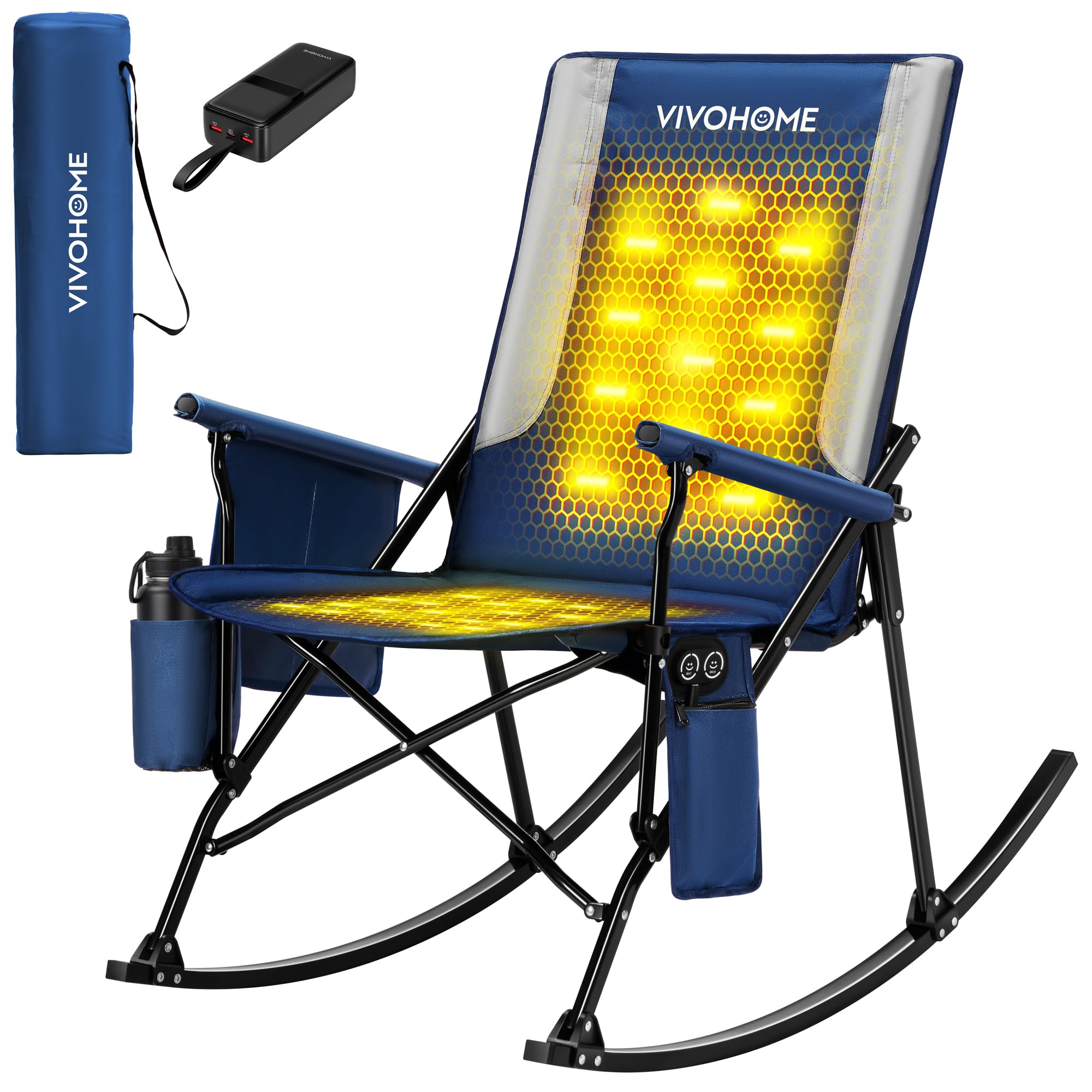 VIVOHOME 45W heated rocking chair back pad provides even warmth outdoors on chilly nights