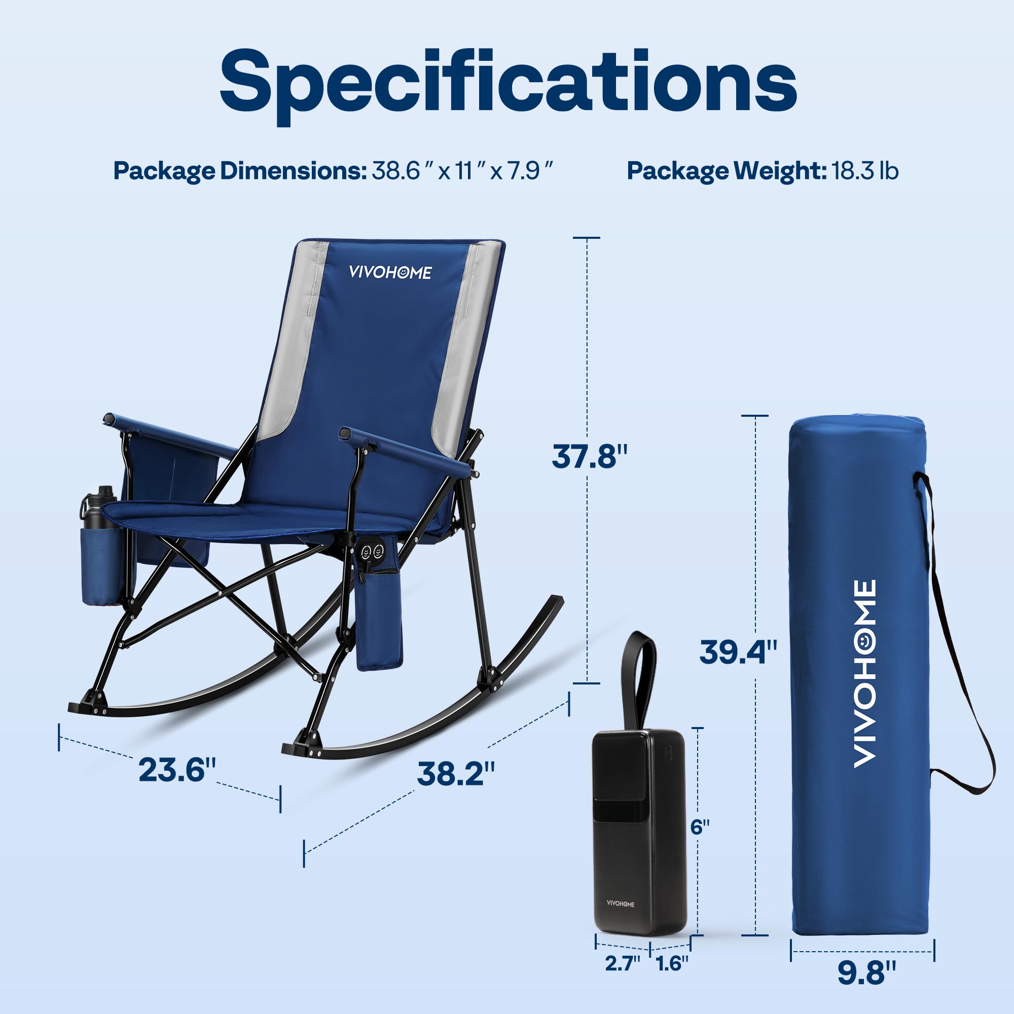 VIVOHOME 45W heated rocking chair seat pad delivers cozy heat for extended outdoor lounging