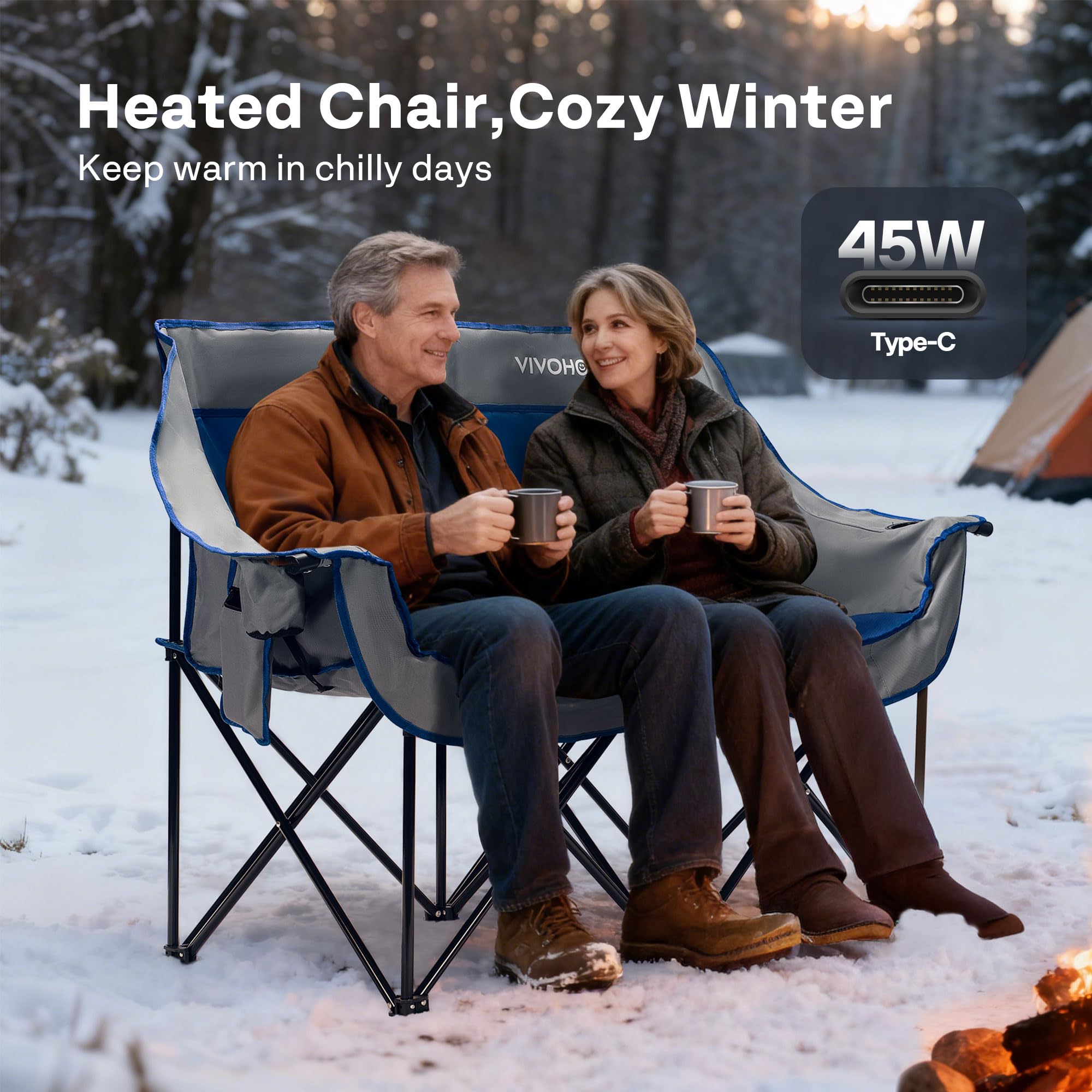 VIVOHOME heat level indicator shows three temperature options.